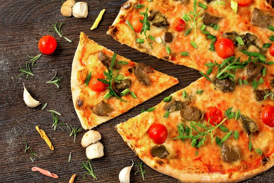Romano, roasted beef pizza